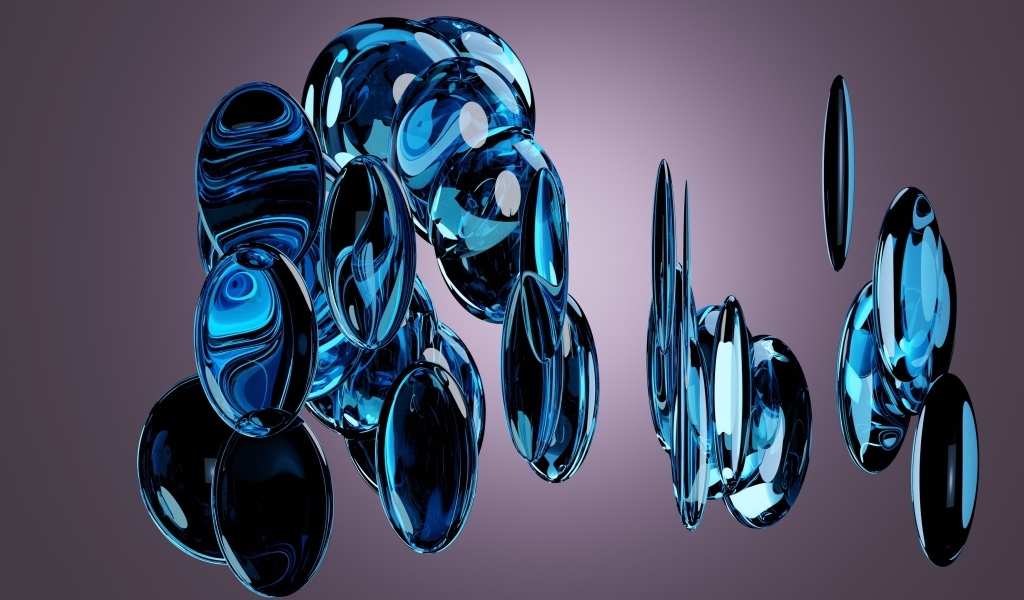 Синие кристаллы на черном фоне