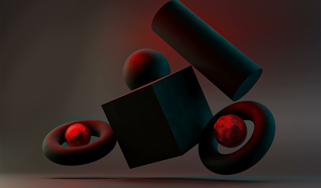 Геометрические 3д фигуры парят в воздухе