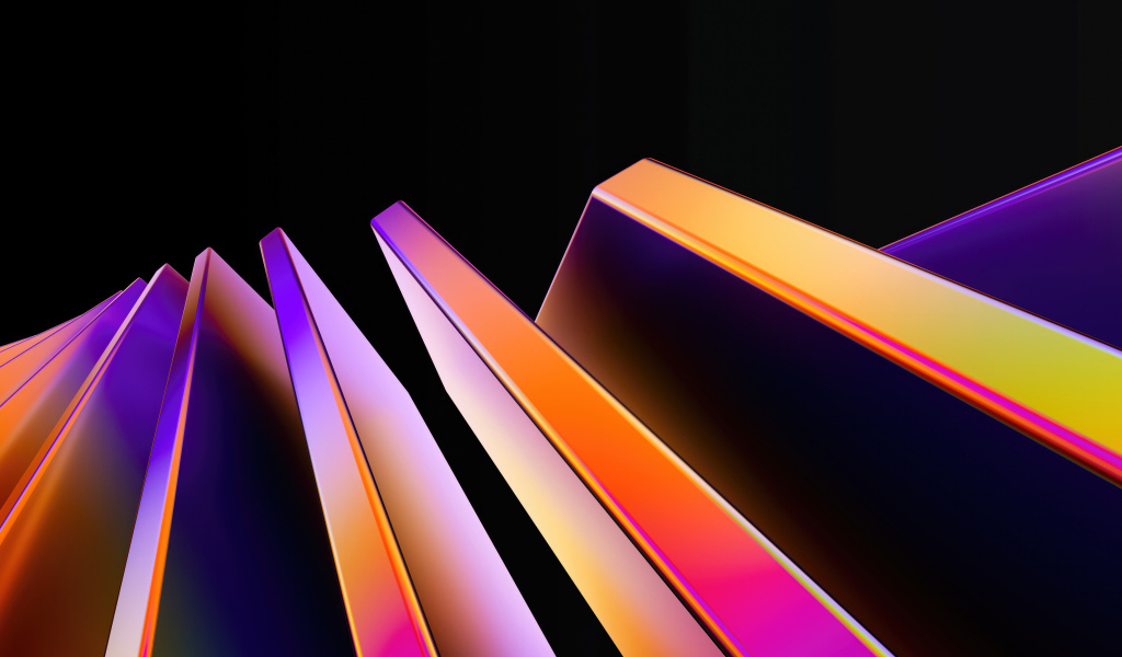 Геометрические неоновые фигуры на черном фоне