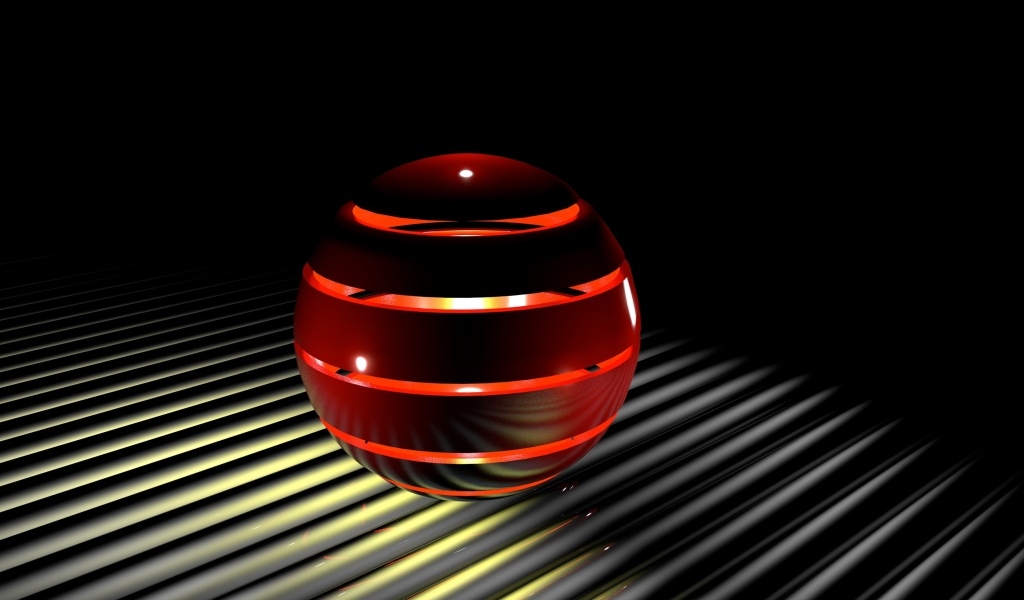 Светящийся 3д шар на черной решетке