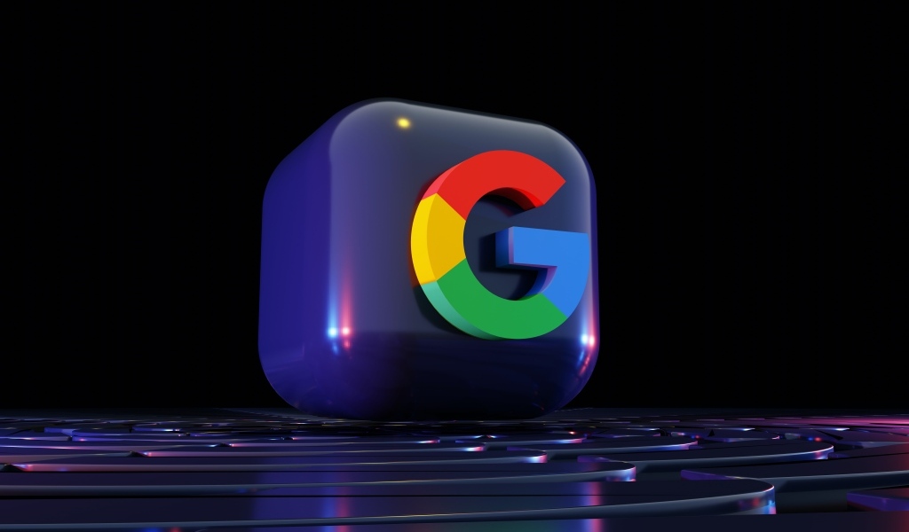 Значок браузера гугл на синем кубе, 3д графика