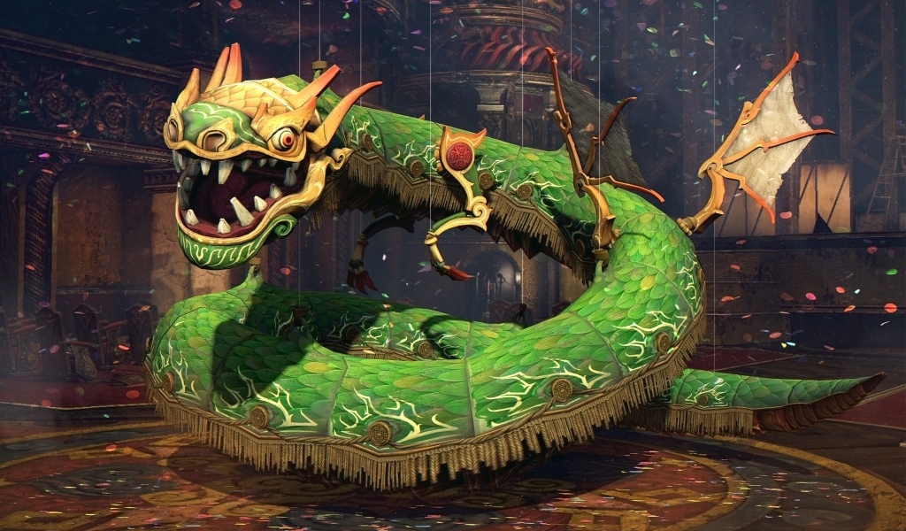 Зеленый китайский 3д дракон