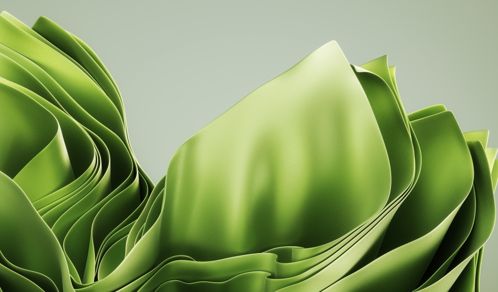 Зеленые абстрактные листья на сером фоне