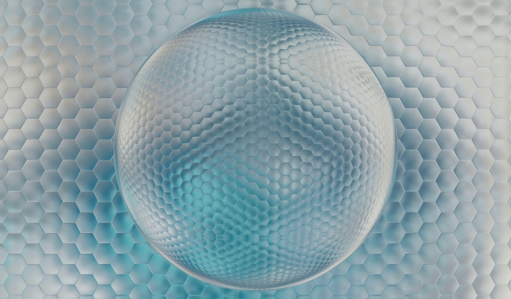 Большой 3д шар на сером фоне с сотами