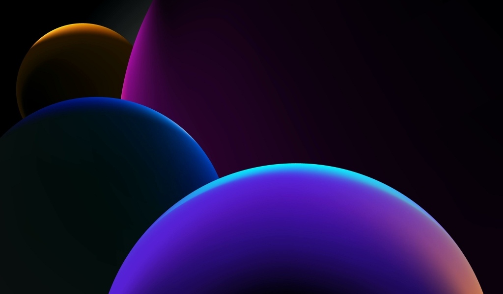 Большие разноцветные абстрактные шары на черном фоне