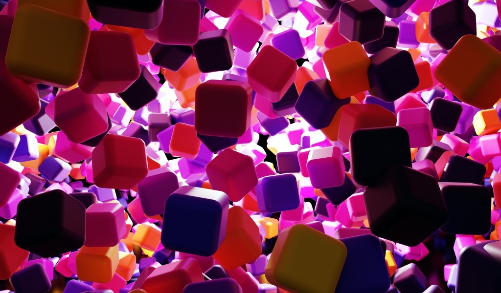 Много разноцветных кубиков 3д графика