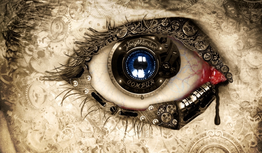 Механический 3д глаз девушки