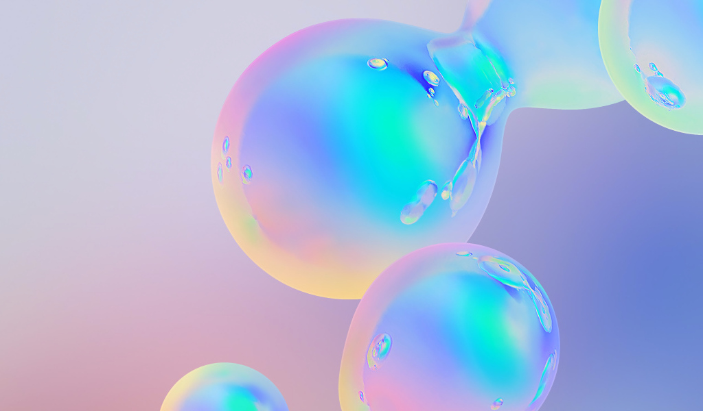 Разноцветные абстрактные пузыри на сером фоне