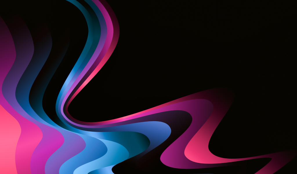 Разноцветные градиентные волны на черном фоне