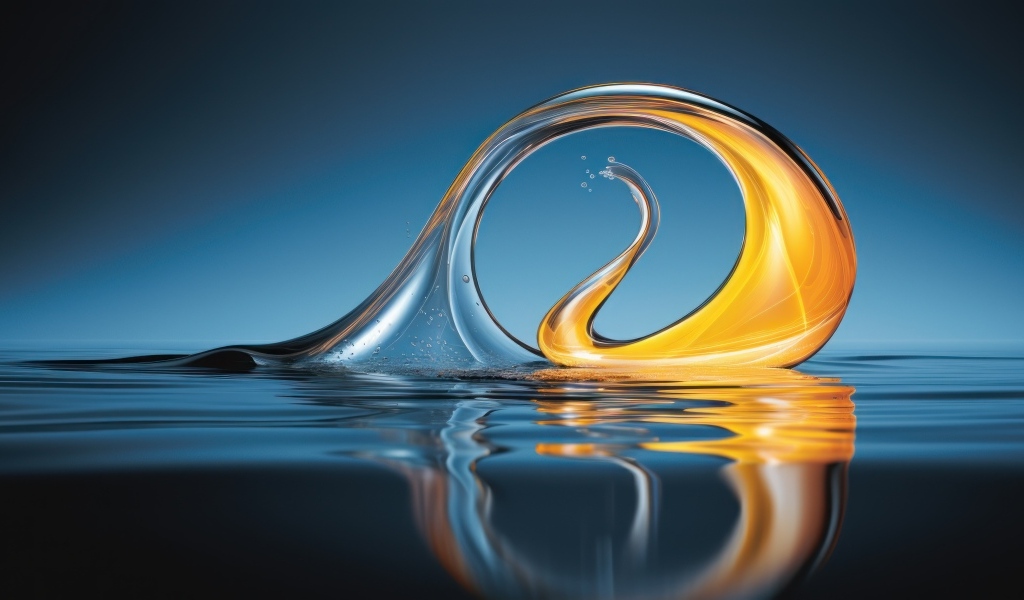 Оранжевая абстрактная волна в воде 