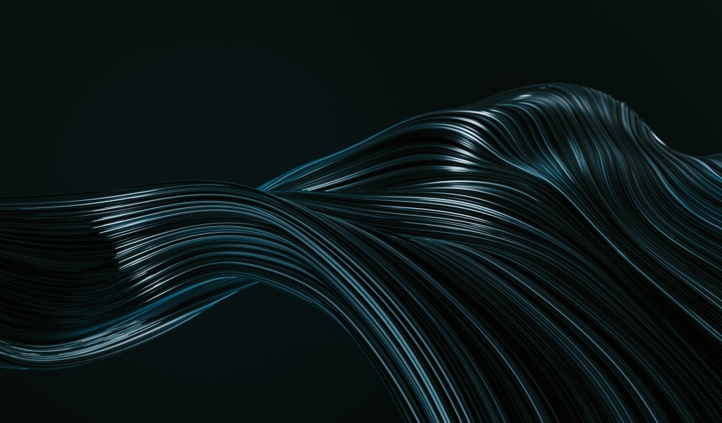Плавные волнистые линии на черном фоне