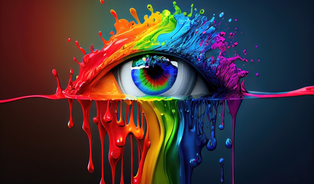 Глаз нарисован разноцветными красками