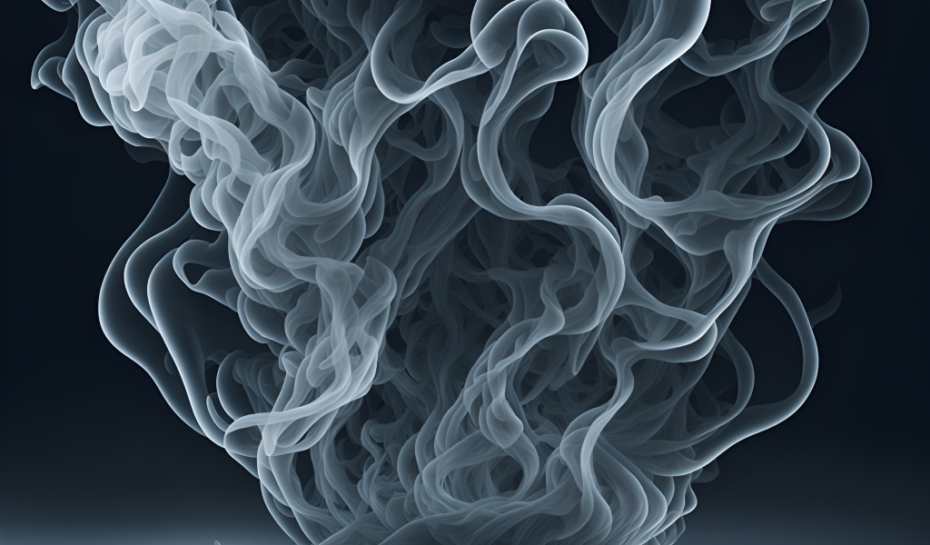 Густой белый дым на сером фоне