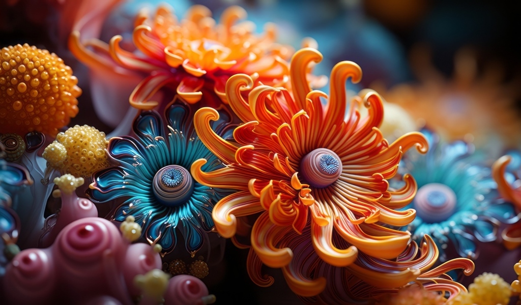 Необычные абстрактные лесные цветы