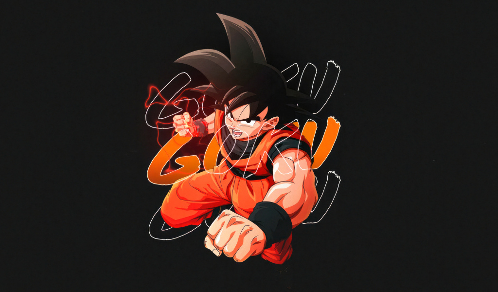 Anime character Son Goku on a black background