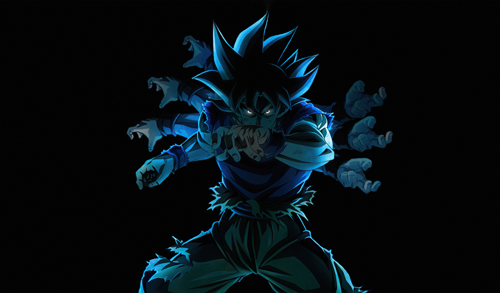 Персонаж аниме Сон Гоку на черном фоне