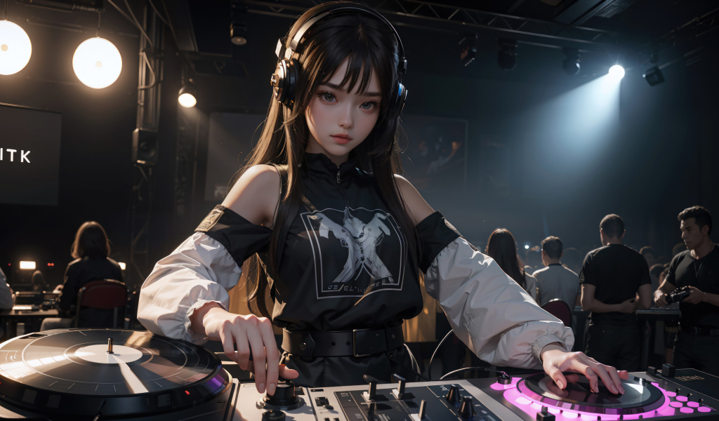 Anime girl at the DJ console