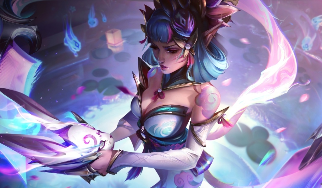 Девушка аниме с маской в руках