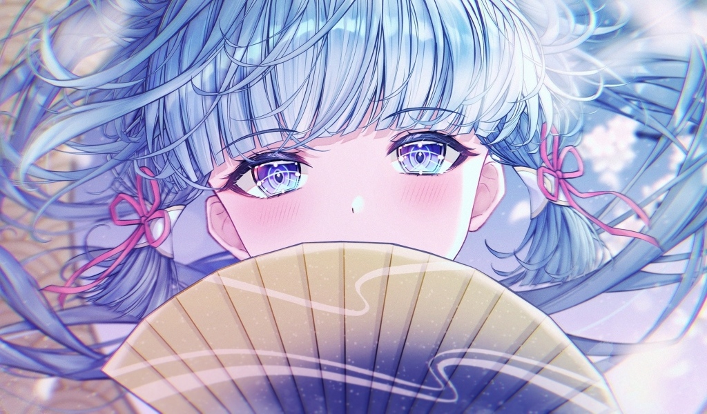 Девушка аниме с большими голубыми глазами
