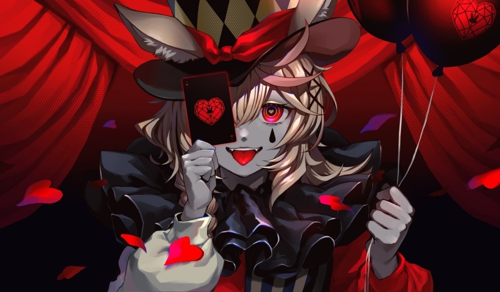 Девушка аниме с картой и шариками