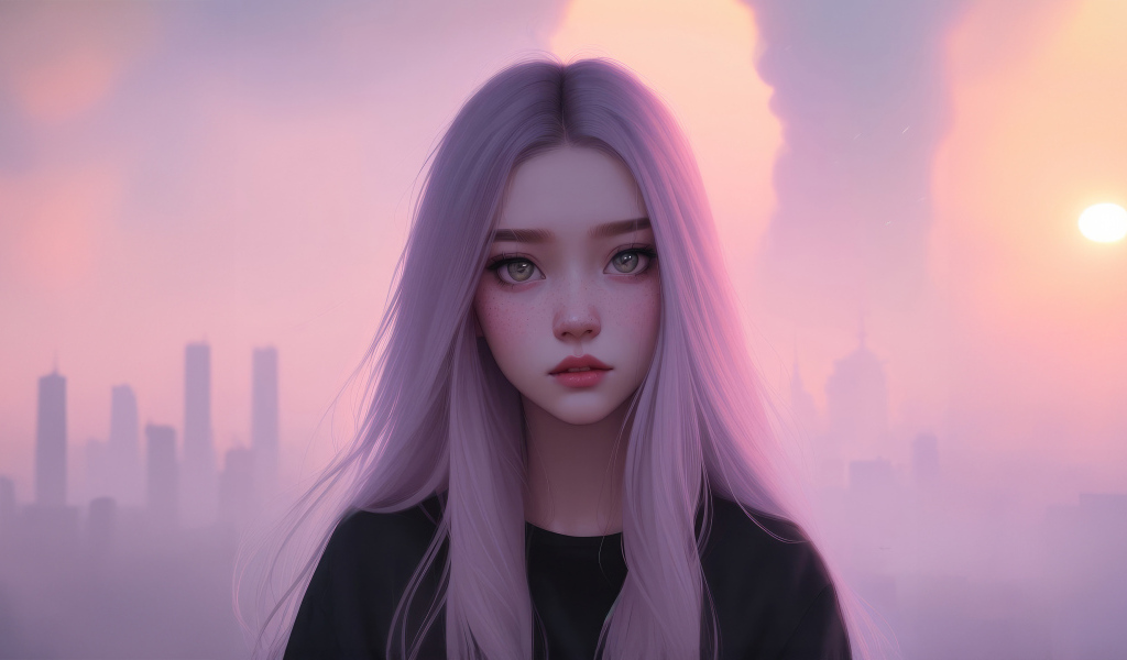 Милая девушка с большими глазами в тумане