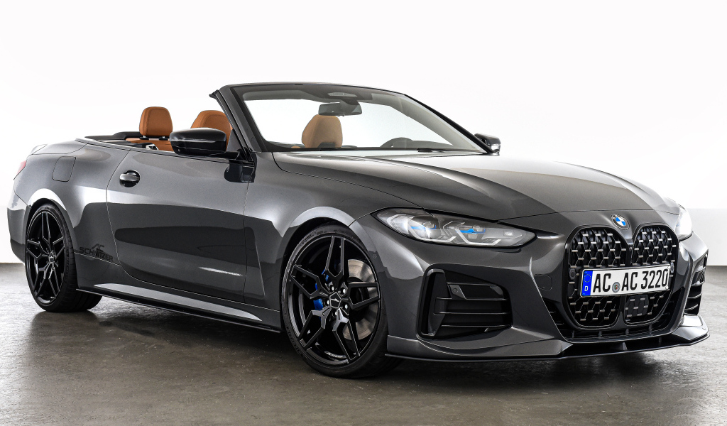 Серебристый кабриолет BMW 4 Series Cabrio 2021 года