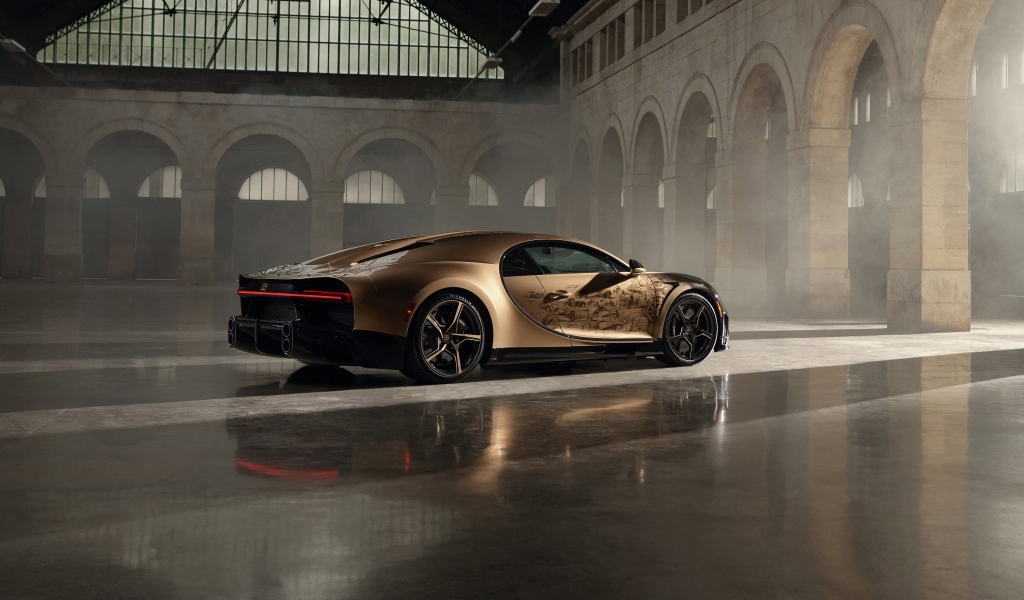 Быстрый автомобиль Bugatti Chiron в здании