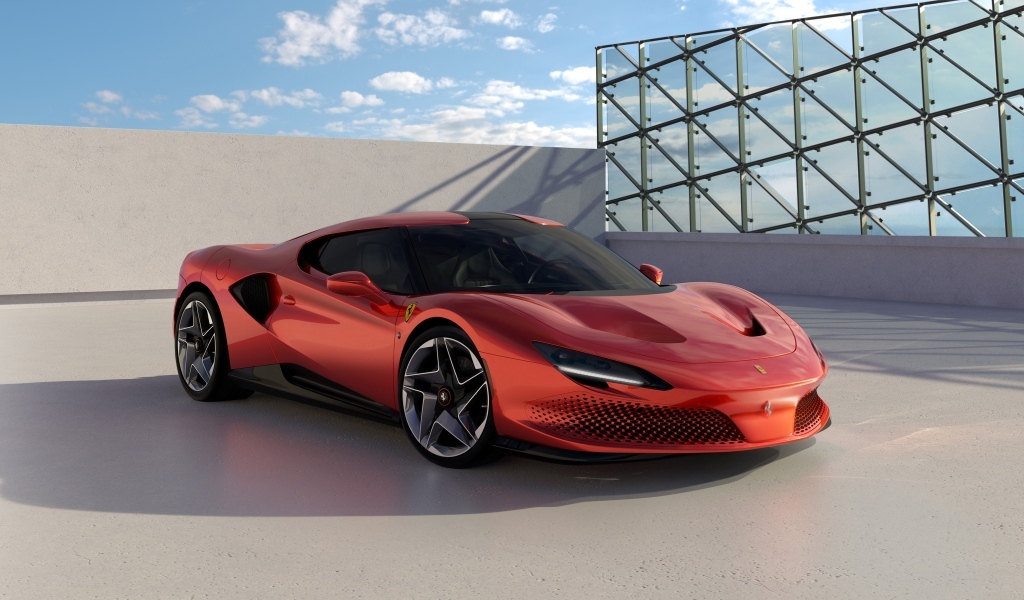 Красный спортивный автомобиль Ferrari SP48 Unica