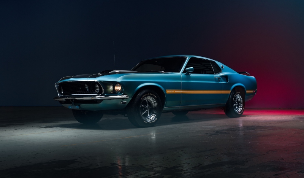 Ретро автомобиль Mustang Mach 1, 1969 года