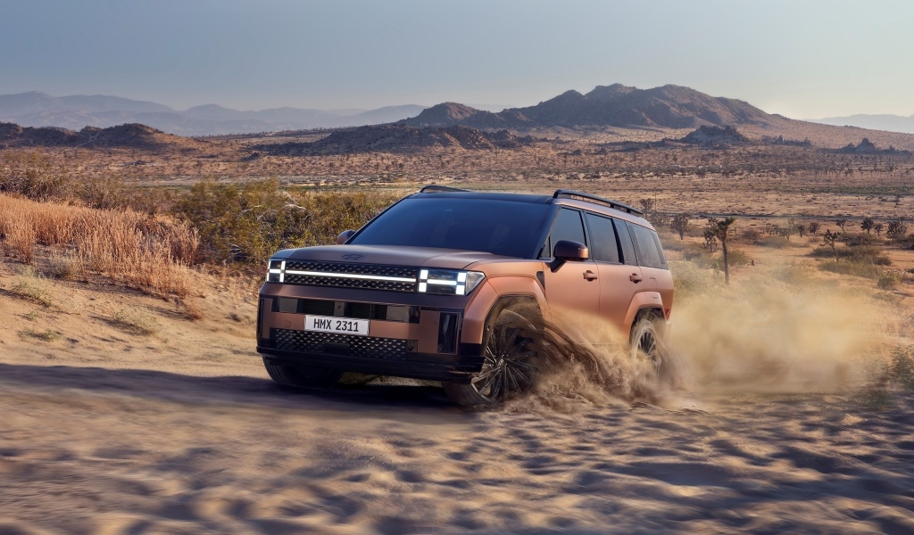 Внедорожник Hyundai Santa Fe 2024 года в пустыне