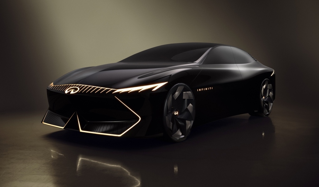 Черный автомобиль Infiniti Vision Qe 2023 года