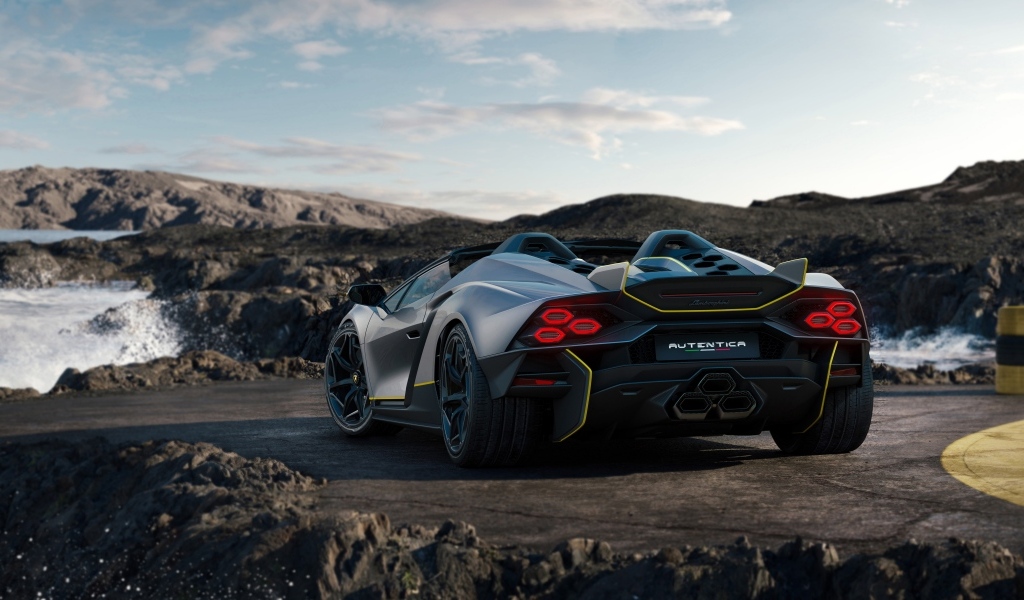 Автомобиль Lamborghini Autentica 2024 года вид сзади
