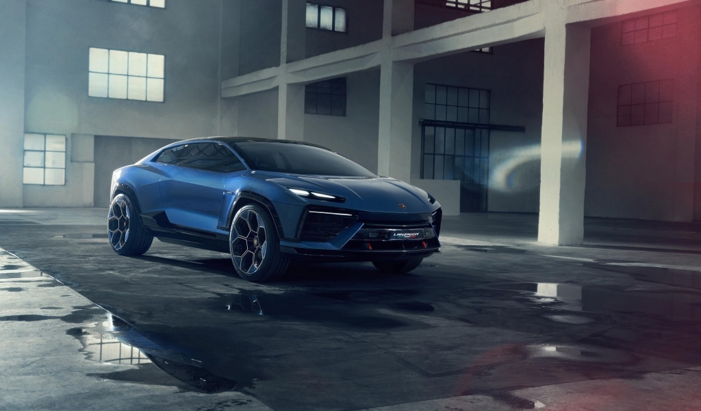 Быстрый автомобиль Lamborghini Lanzador Concept EV в здании