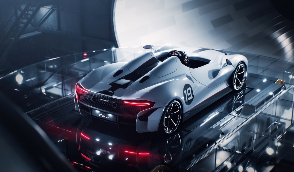 Вид сзади на автомобиль McLaren Elva