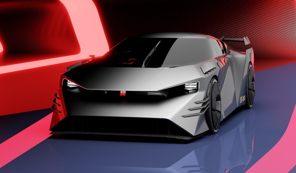 Стильный серебристый автомобиль Nissan Hyper Force