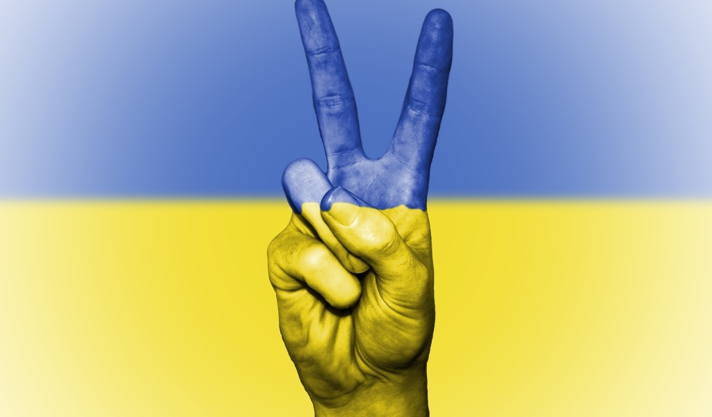 Рука с флагом Украины