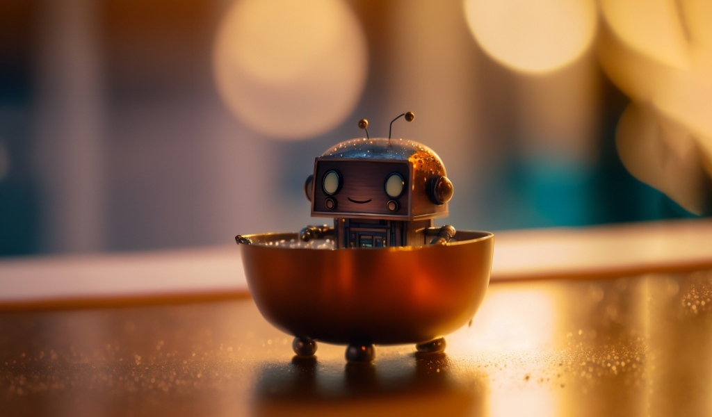 Фигурка маленького робота на столе