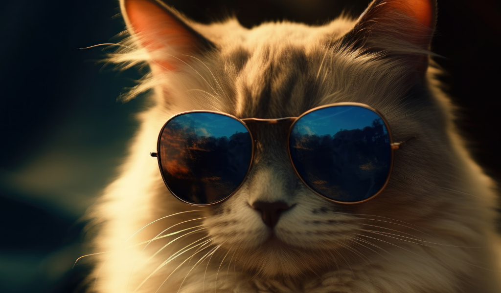 Кот в черных солнцезащитных очках