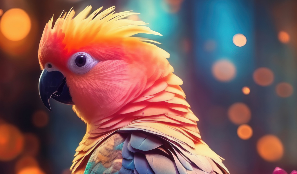 Голова красивого разноцветного попугая