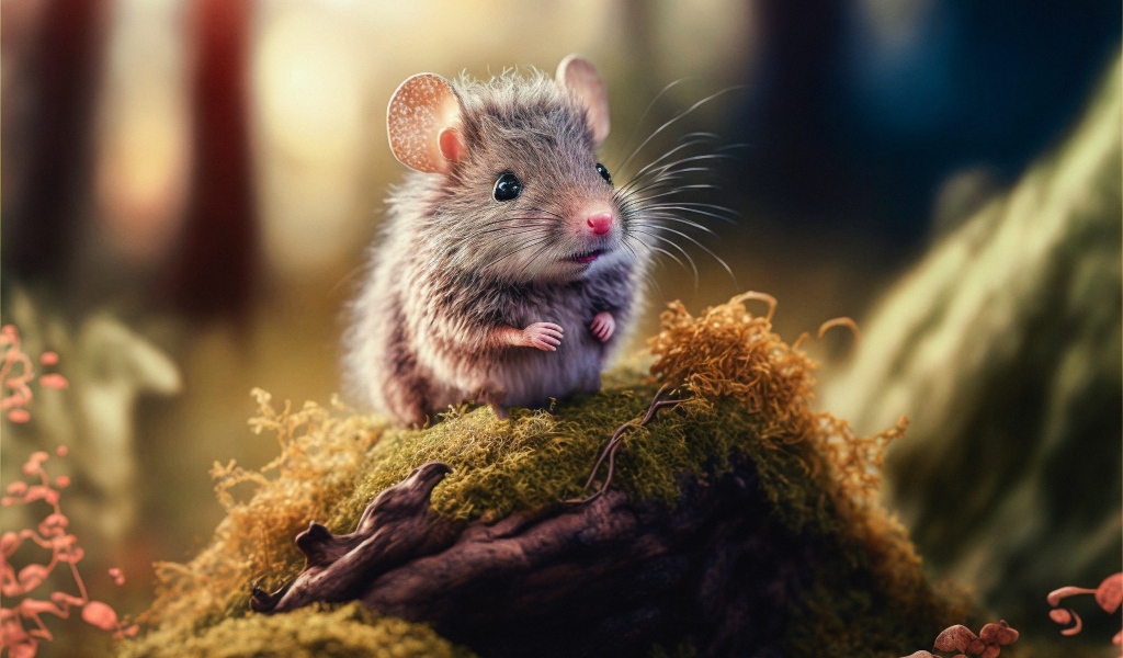 Маленькая мышь в лесу 