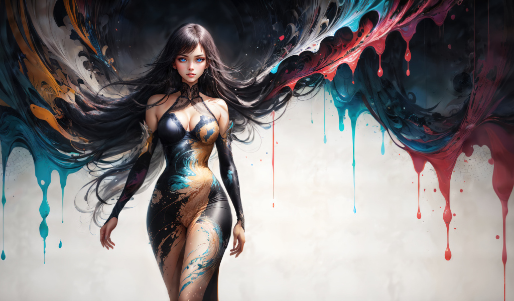 Красивая фантастическая девушка в краске