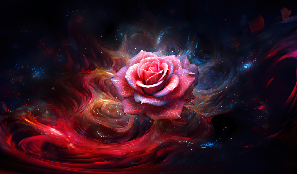 Красивая розовая роза на фантастическом фоне