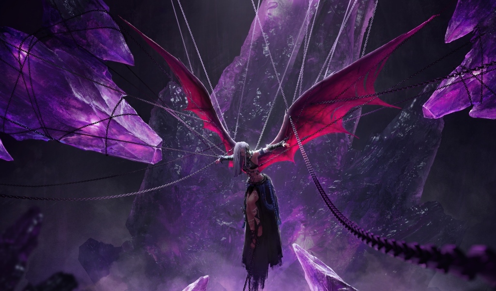 Девушка демон прикована к цепям