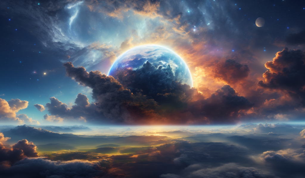 Фантастическое небо с планетой