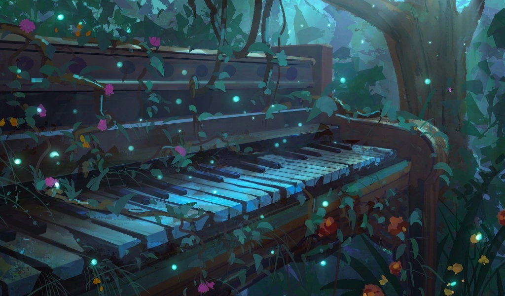 Старый рояль в волшебном лесу