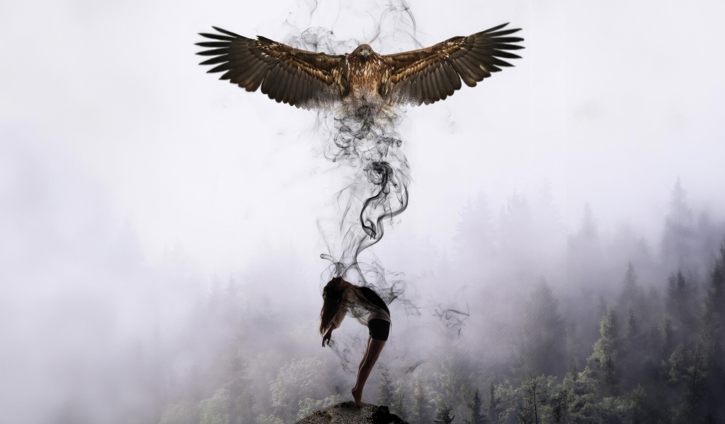 Душа вылетает птицей из девушки