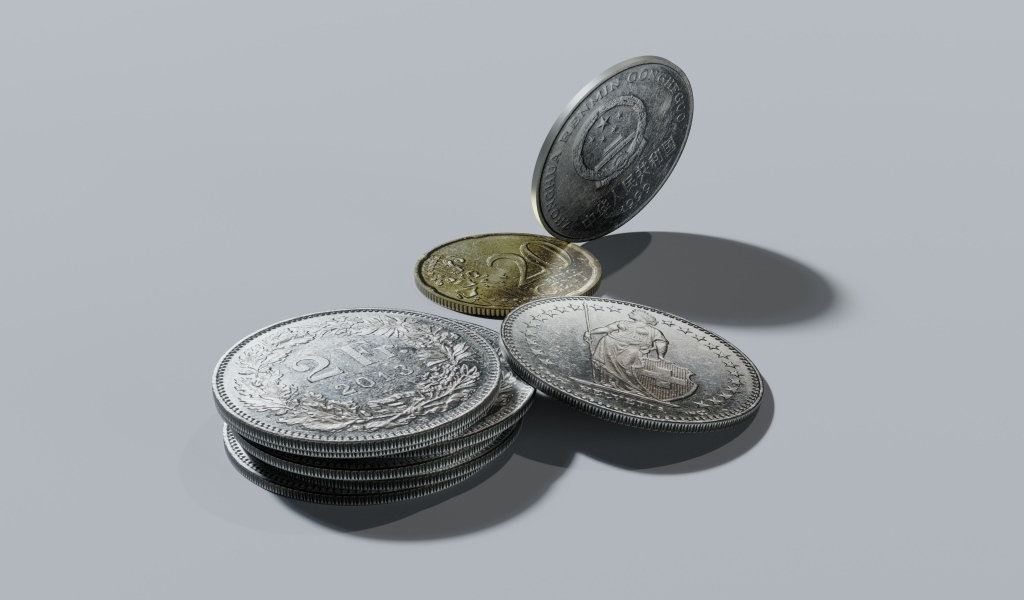 Монеты на сером фоне