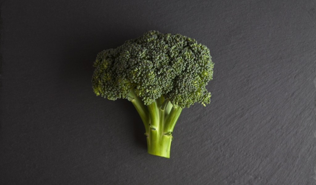 Зеленое брокколи на сером столе