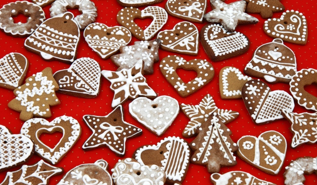 Красивое рождественское печенье в сахарной глазури