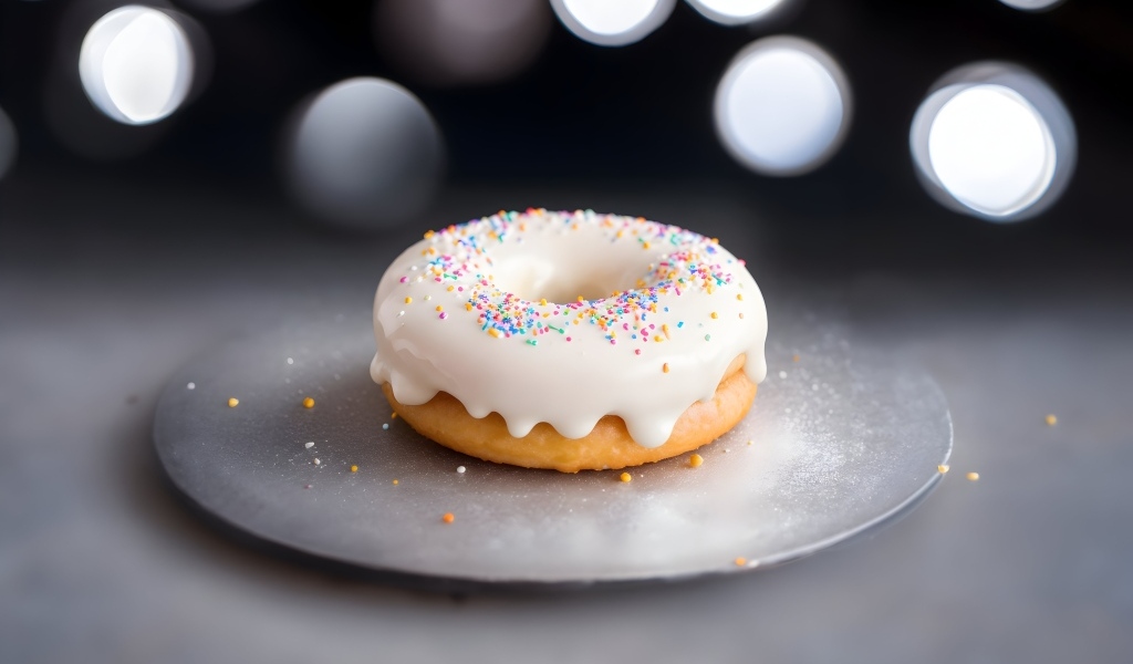 Пончик со сладкой глазурью на тарелке